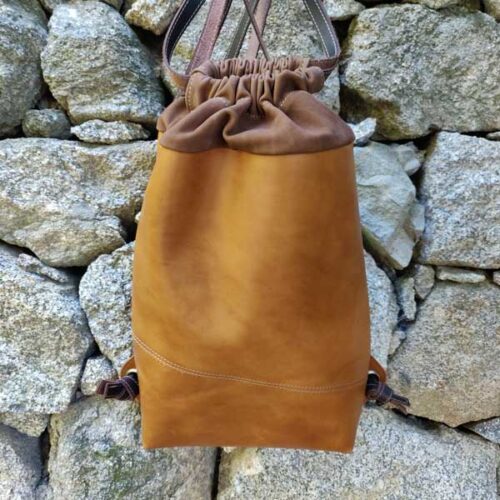 mochila saco, bolso, cuero, piel, mujer, artesania