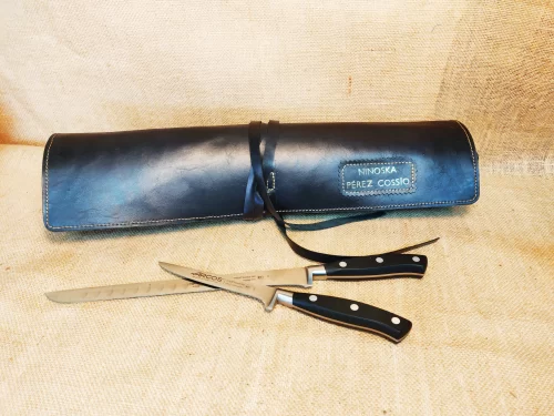 Manta de cuero enrollable y personalizada para 4 cuchillos